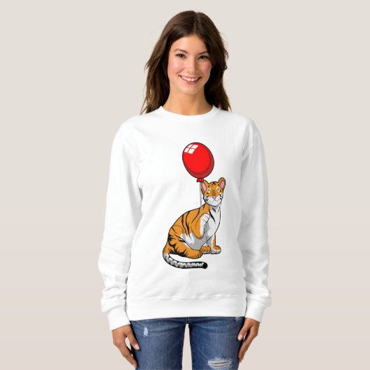 Tiger mit Ballon Sweatshirt (Vorne ganz)