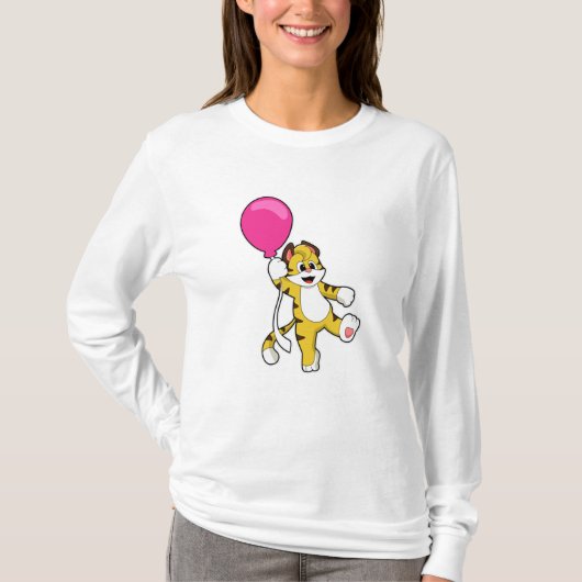 Tiger mit Ballon T-Shirt (Vorderseite)