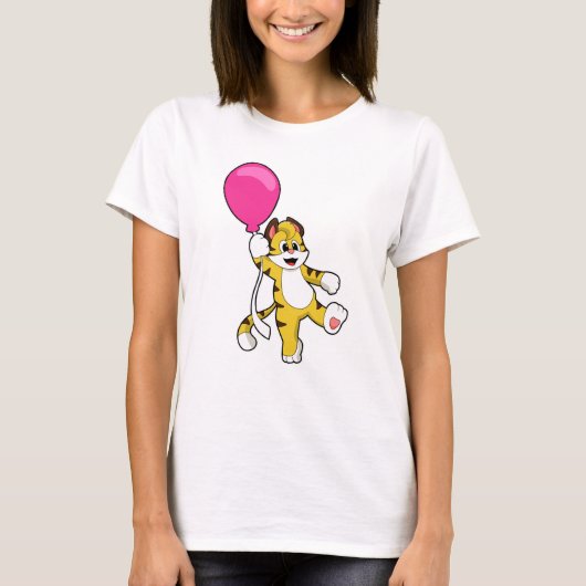 Tiger mit Ballon T-Shirt (Vorderseite)