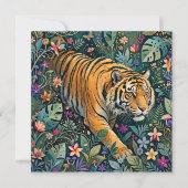 Tiger mit Bernstein-Augen Fantasy-Dschungelflora (Vorderseite)