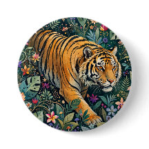 Tiger mit Bernstein-Augen Fantasy-Dschungelflora
