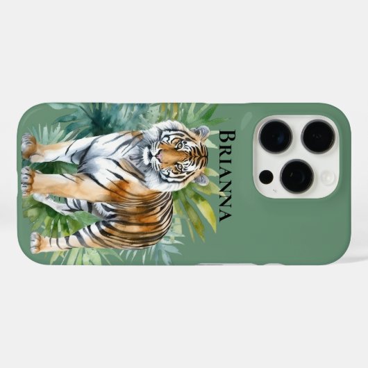 Tiger mit Blätter Case-Mate iPhone Hülle (Rückseite (Horizontal))