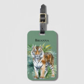 Tiger mit Blätter Gepäckanhänger (Vorderseite Vertikal)