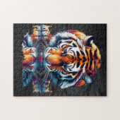 Tiger mit Blick auf Reflektion im Wasser Puzzle (Horizontal)