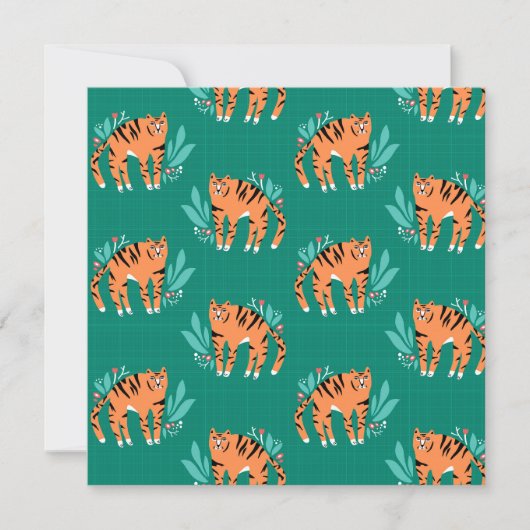 Tiger mit Blume Einladung (Vorderseite)