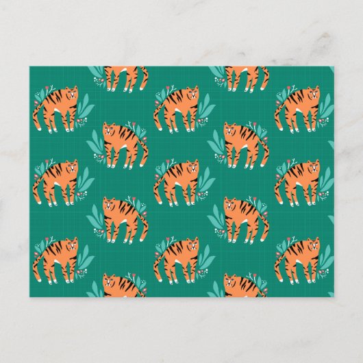 Tiger mit Blume Postkarte (Vorderseite)