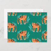 Tiger mit Blume Postkarte (Vorne/Hinten)