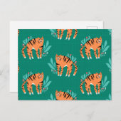 Tiger mit Blume Postkarte (Vorne/Hinten)