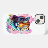 Tiger mit Blumen iPhone Hülle (Rückseite (Horizontal))