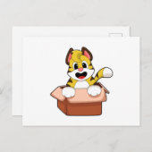 Tiger mit Box Postkarte (Vorne/Hinten)