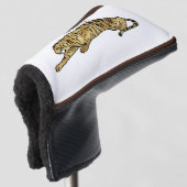 Tiger mit braunem und weißem Hintergrund Golf  Headcover (3/4 Vorderseite)