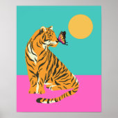 Tiger mit Butterfly Funky Art Print Poster (Vorne)