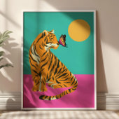 Tiger mit Butterfly Funky Art Print Poster