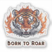 Tiger mit Flammen - Anpassbarer Text Aufkleber (Vorderseite)