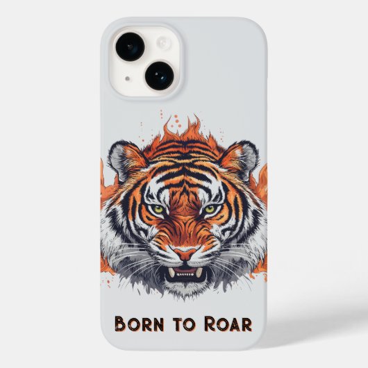 Tiger mit Flammen - Anpassbarer Text Case-Mate iPhone Hülle (Rückseite)