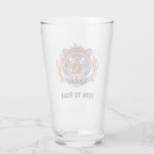 Tiger mit Flammen - Anpassbarer Text Glas (Rückseite)