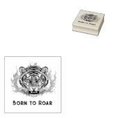 Tiger mit Flammen - Anpassbarer Text Gummistempel (Stempel)