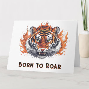 Tiger mit Flammen - Anpassbarer Text Karte