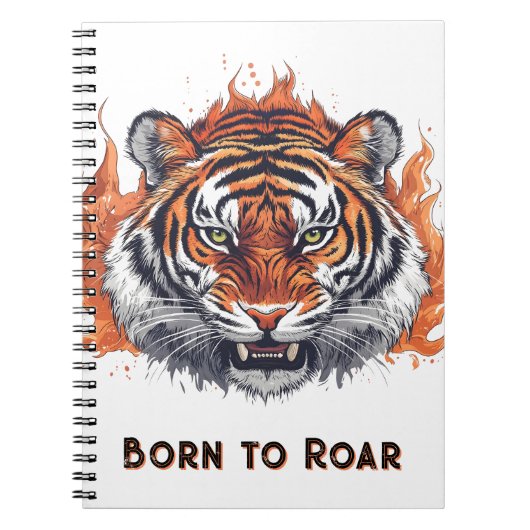 Tiger mit Flammen - Anpassbarer Text Notizblock (Vorderseite)