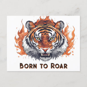 Tiger mit Flammen - Anpassbarer Text Postkarte