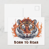 Tiger mit Flammen - Anpassbarer Text Postkarte (Vorne/Hinten)
