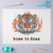 Tiger mit Flammen - Anpassbarer Text Seidenpapier (Basteln)