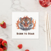 Tiger mit Flammen - Anpassbarer Text Serviette (Beispiel)
