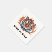 Tiger mit Flammen - Anpassbarer Text Serviette (Ecke)