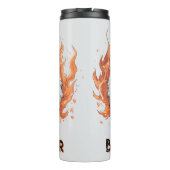 Tiger mit Flammen - Anpassbarer Text Thermosbecher (Rückseite)
