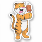 Tiger mit Fleisch Aufkleber (Vorderseite)