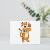 Tiger mit Fleisch Postkarte (Stehend Vorderseite)