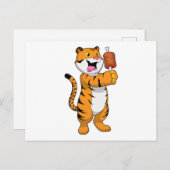Tiger mit Fleisch Postkarte (Vorne/Hinten)