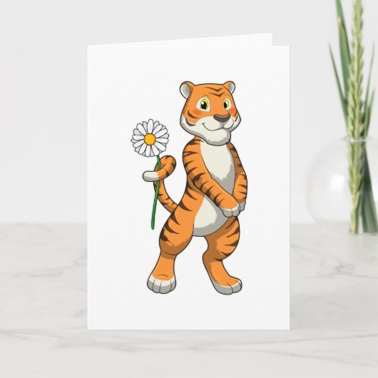 Tiger mit Gänseblümchen Karte (Vorderseite)