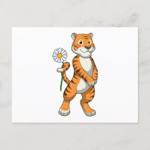 Tiger mit Gänseblümchen Postkarte