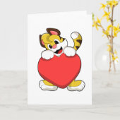 Tiger mit Herz Karte (Gelbe Blume)