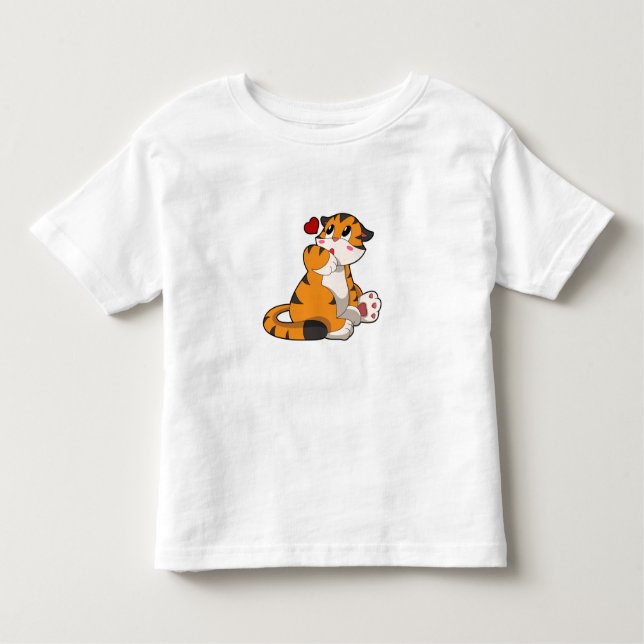 Tiger mit Herz Kleinkind T-shirt (Vorderseite)