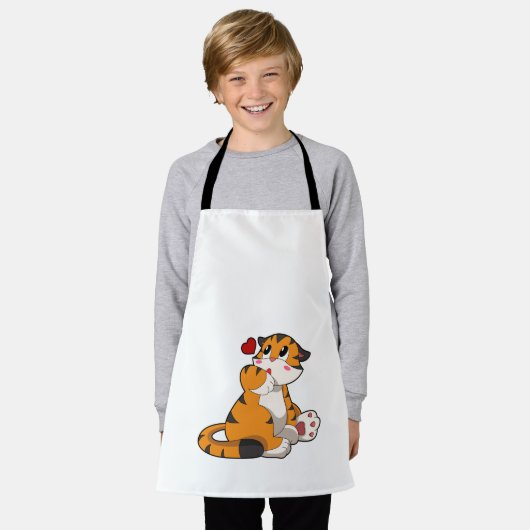 Tiger mit Herz Schürze (Getragen)