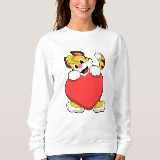 Tiger mit Herz Sweatshirt (Vorderseite)