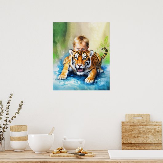 Tiger mit Kind Poster (Küche)
