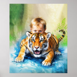 Tiger mit Kind Poster