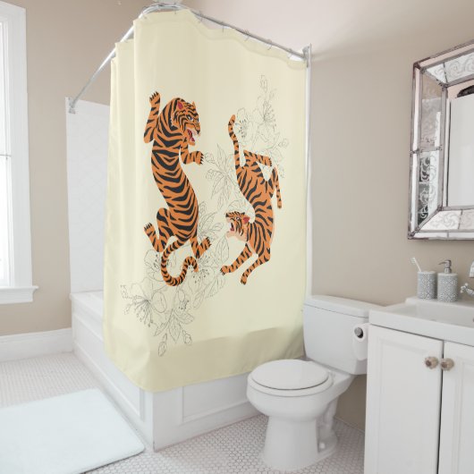 Tiger mit Kirschblossom Duschvorhang (Beispiel)