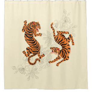 Tiger mit Kirschblossom Duschvorhang