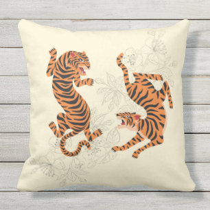 Tiger mit Kirschblossom Kissen