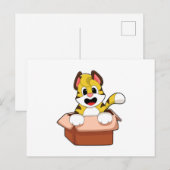 Tiger mit Kiste Postkarte (Vorne/Hinten)