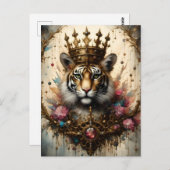 Tiger mit Krone Postkarte (Vorne/Hinten)