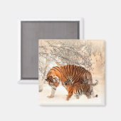 Tiger mit Kuh im Winter Schnee Magnet (Vorderseite/Rückseite)