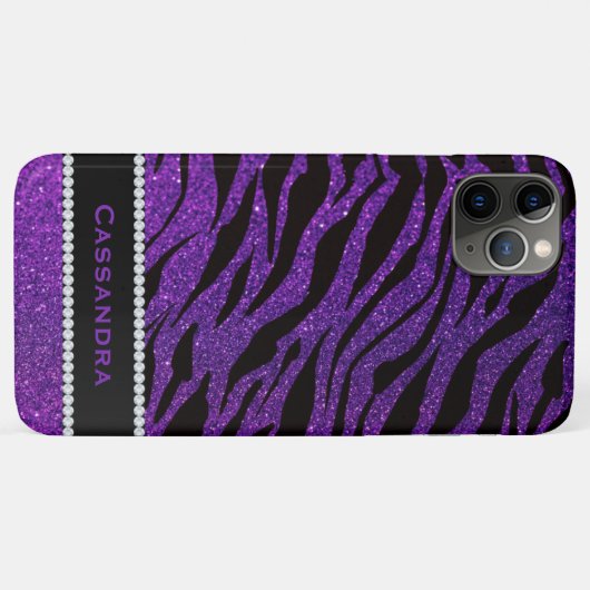 Tiger mit Lila und schwarzen Glitzer, Druckdiamant Case-Mate iPhone Hülle (Rückseite (Horizontal))