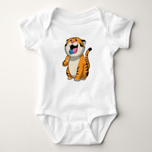 Tiger mit Lollipop Baby Strampler (Vorderseite)
