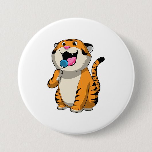 Tiger mit Lollipop Button (Vorderseite)