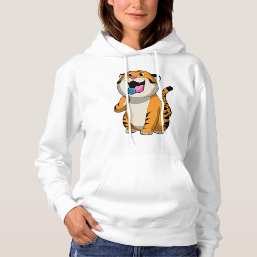 Tiger mit Lollipop Hoodie (Vorderseite)